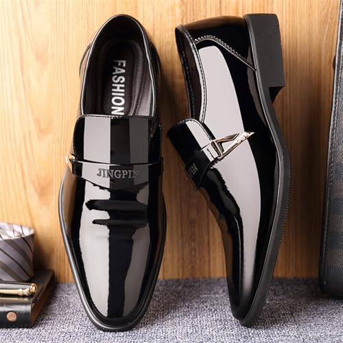 Dress Shoes for Men Men's Patent Leather Dress Shoes Slip-On Casual Oxford Footwear for Men2