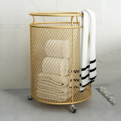 Panier à linge à roulettes avec chariot de rangement portable en fer - 7