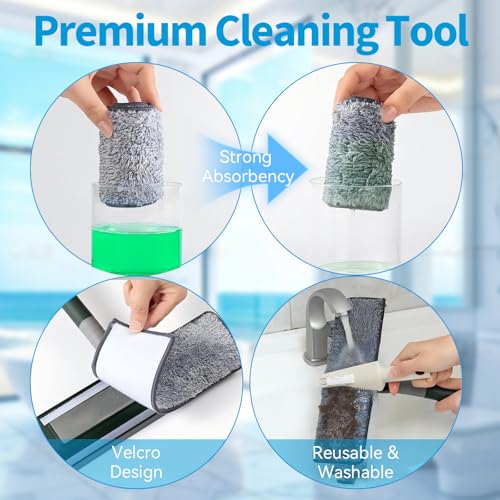 Image of Window Squeegee 81 inch High Reach Extension Pole Window Cleaner Tool | Window Cleaning Kit with Rotatable Head, Bendable Head for Indoor Outdoor Car Sliding Door Shower Glass Cleaning