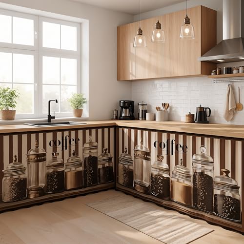 Image of Kitchen Premium Rod Pocket Cabinet Curtain, Heavy Quality Dust-Proof Under-Counter Storage Cover for Open Shelves, Pantry, Washbasin Area (2, Coffe)