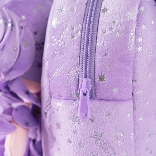 Image of Gloveleya Kids Backpack Toddler Girl Gift Plush Curly Hair Doll Backpack - Purple 9''