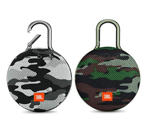 JBL Clip 3 Portable Waterproof Wireless Bluetooth Speaker Bundle - (Pair) Camouflage/Black Camo