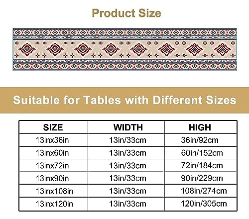 Image of Rustic Ethnic African Table Runner Vintage Tribal Aztec Southwestern Native American Runner for Kitchen Table Dining Room Coffe 13x120 inch