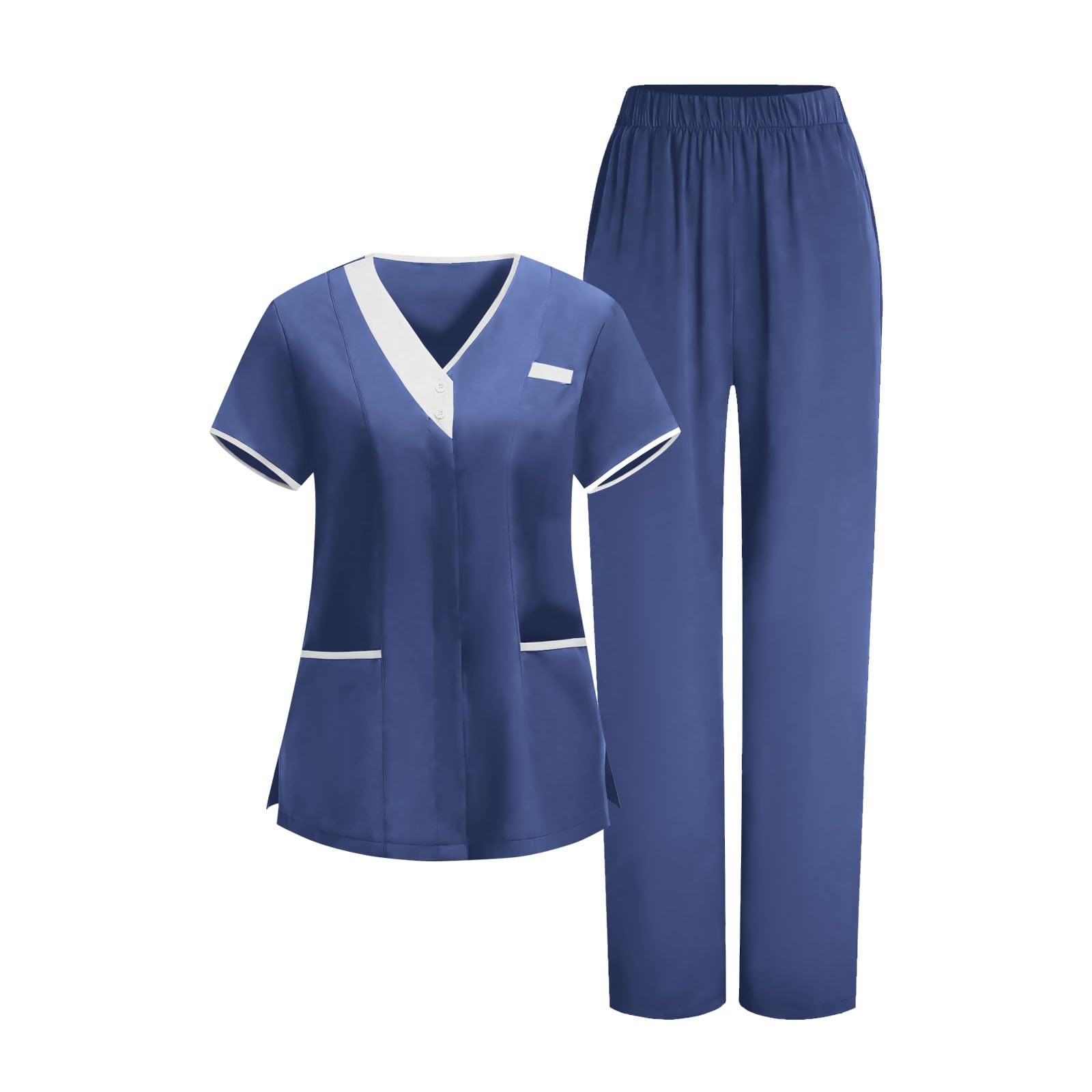 2026 Nurse Medical Uniforms, Multi Pockets Scrubs for Women Set - Stretch V-Neck Scrub Top &amp; Straight Leg Pants