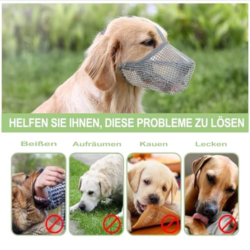 FANGCCC Maulkorb für Hunde, Atmungsaktiver Mesh Maulkorb, Verstellbarer Hundemaulkorb, Verhindert Beißen, Kauen und Bellen (Grau, M)