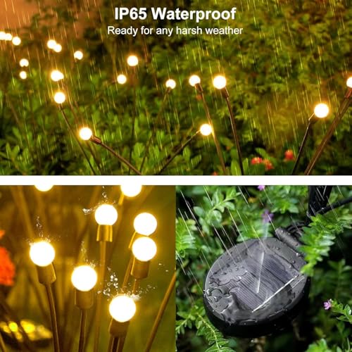 Image of Solar Light Outdoor Swaying Firefly Garden lamp with 8 Led, Waterproof for Home Decor & Courtyard, Auto On /Off,Warm White (Warm yellow) (4)