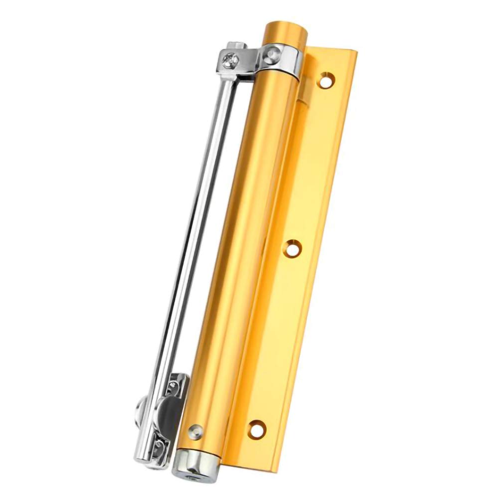 Ykmyxz Gold Door Closer, Single Spring Strength Adjustable Surface Mounted Stainless Steel Door Self-Closing Hinge Closers(Gold)