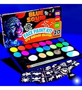 Blue Squid Face Painting Kit for Kids – UV Neon Glow Colors Ultimate Face Paint Kit, Stencils, Bo...