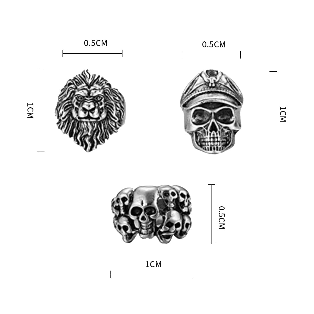 Anello Uomo Teschio E Ossa &ndash; Acciaio Inox &ndash; Fatto A Mano Thailandia Taglie 7-15