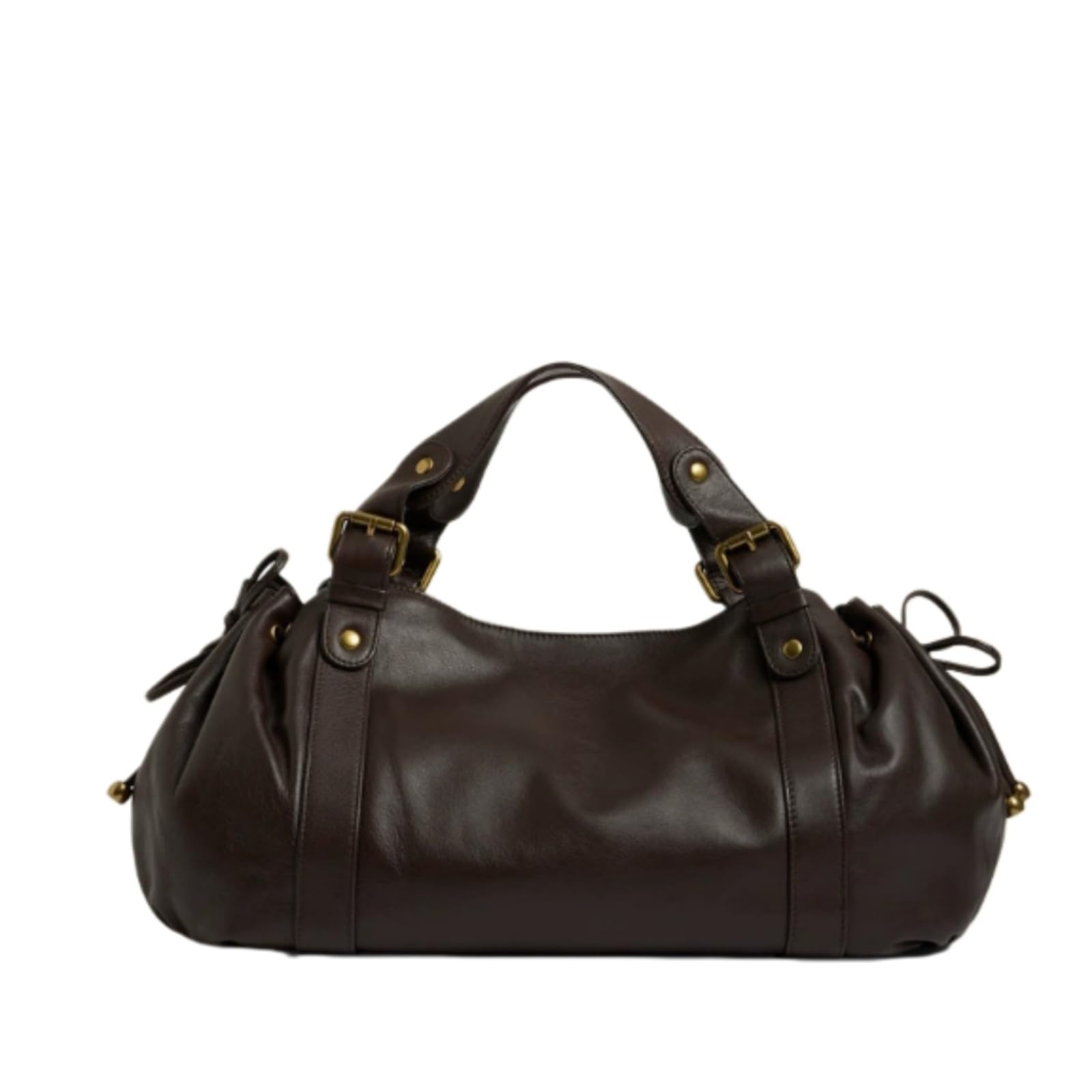Beauty Case Borsa Hobo in Pelle Vintage Piegata, Grande capacità A Spalla Tote