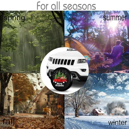 Image of Merry Christmas Truck Spare Tire Cover for Rv Trailer Camper- Cute Xmas Winter Waterproof Wheel Protectors Cover Universal Fit for Truck SUV Travel New Year Outdoor-15 inch