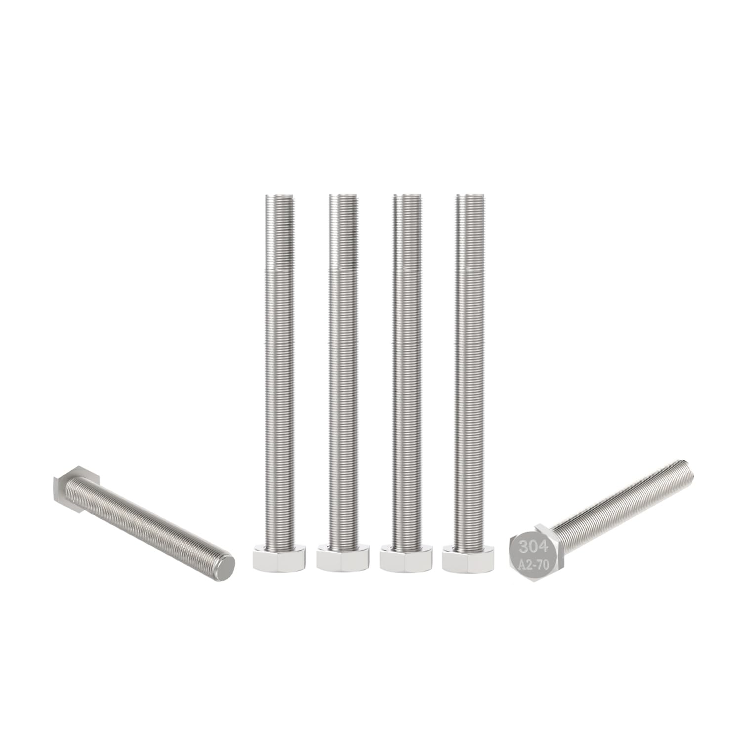 Aopin 6pcs SUS304 Stainless Steel M6 x 100mm Hex Head Bolts Screws Grade 8.8 Stainless Steel, Fasteners Fully Machine Threaded