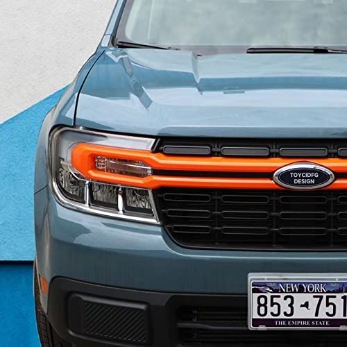 Image of TOYCIDFG Front Grille Cover Trim Strips Compatible with Ford Maverick 2022 2023 2024 2025 Truck Grille Trim Strips Cover Frame Car Decoration Accessories (Orange)