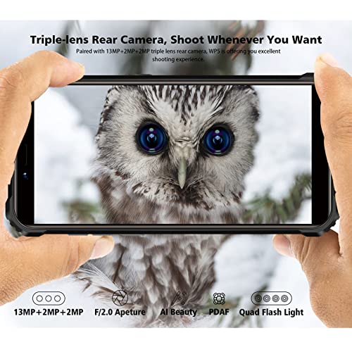 OUKITEL Rugged Cell Phone Unlocked WP5, 8000mAh Battery IP68 Waterproof Smartphone, 4GB RAM 32GB ROM (SD 256G) 5.5 HD+ Android 10 Rugged Mobile Phone, 13MP Triple Camera, Dual 4G Face ID/WiFi/GPS
