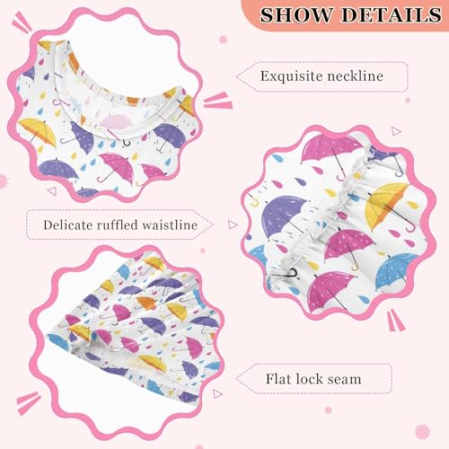 Girls and Toddlers'Sleeveless Colored Umbrella Pattern Summer Casual Dresses for Home Party Beach 2-8 Years3