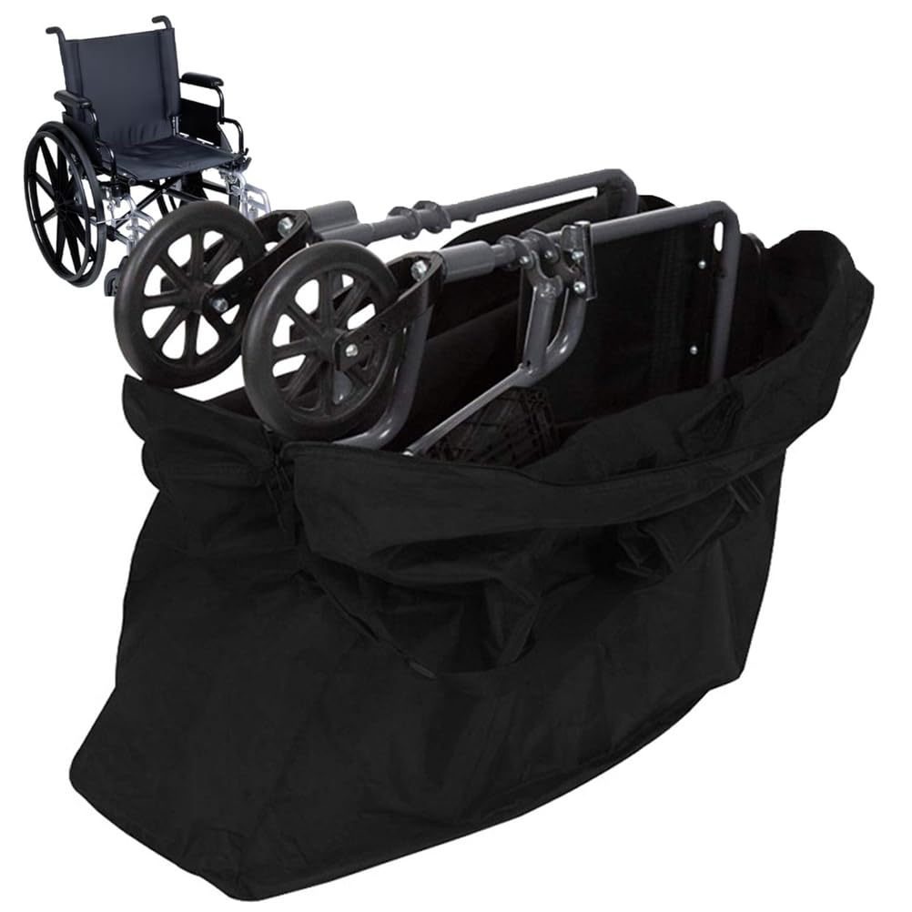 BAHULA Rollator - Borsa da viaggio impermeabile per sedia a rotelle pieghevole, compatta, portatile, grande, per auto e aereo, colore: nero, 95 x 33 x 76 cm