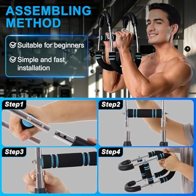 Adjustable Power Twister Bar: Arm and Chest Muscle Trainer, Gorilla Bar for Chest Workout, Arm Twister Exerciser, Chest Clip Muscle Trainer, Home Fitness Equipment