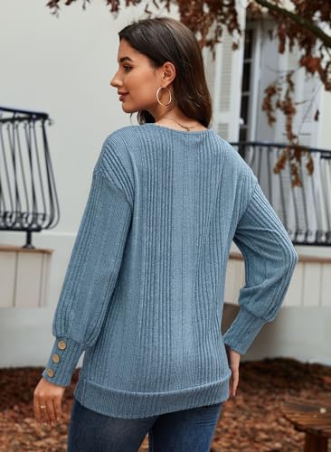 Bulotus Fall Sweaters for Women 2025 Tunic Sweater Long Sleeve Tops V Neck Lightweight Thin Pullover Work Casual Blouses3