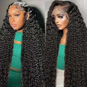 30 Inch 13×6 Deep Wave Lace Front Wigs Human Hair HD Transparent Wigs Human Hair for Women 200% Density Glueless Lace Front Wigs Human Hair Pre Plucked Curly Wig Human Hair with Baby Hair