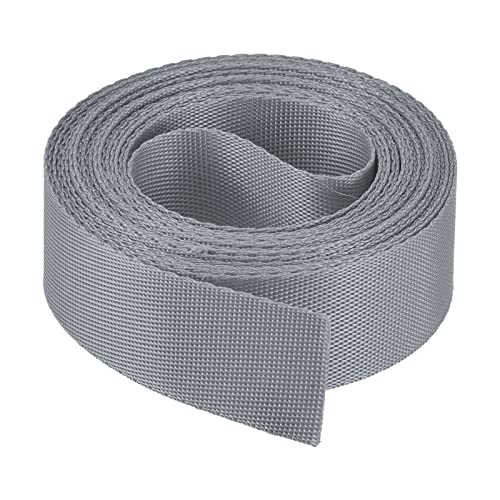 Image of MECCANIXITY Flat Nylon Webbing Strap 1 Inch 4 Yards Gray for Backpack, Cargo Strap, Luggage-rack