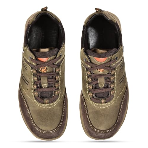 Image of Woodland Men Olive Green Casual Shoes