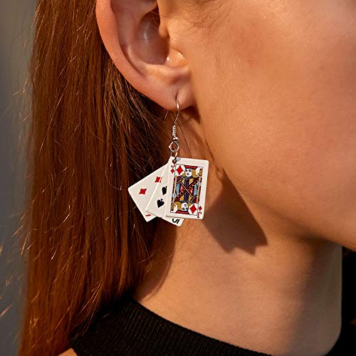 Personality Poker Dangle Earrings Metal Alloy Game cards Simulate Cool Funny Earrings for Women2