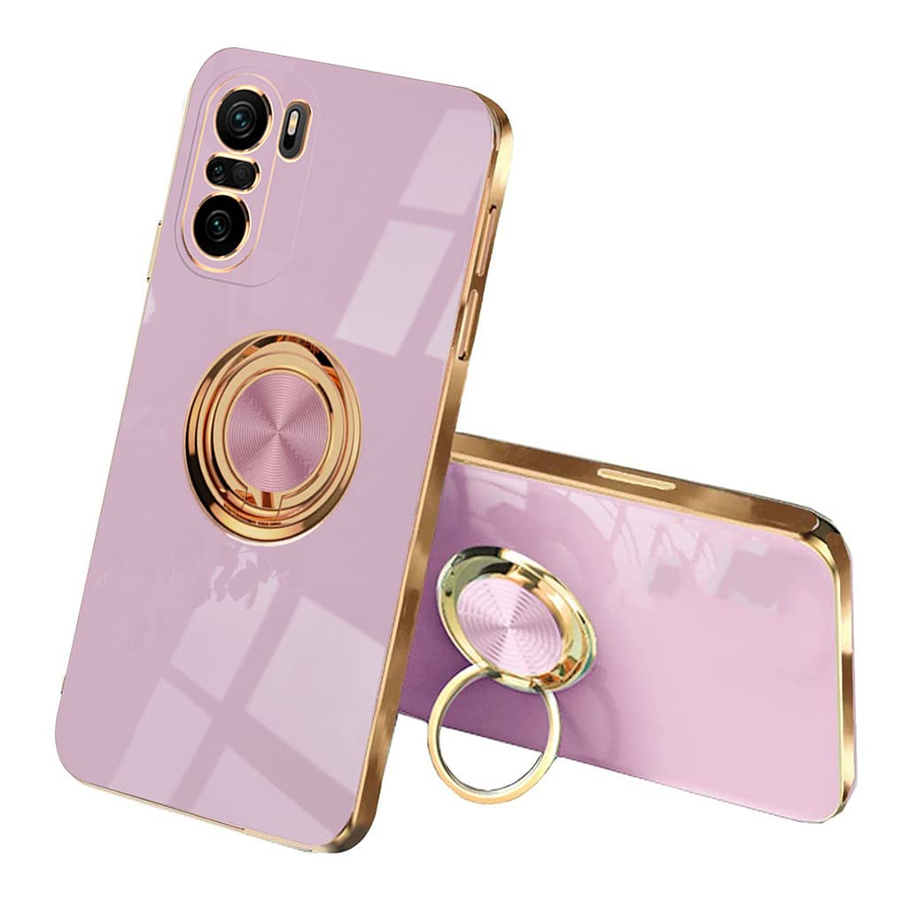 Cover SEAHAI Per Xiaomi Poco F3 / Mi 11i 5G - Custodia In TPU Ultra Sottile Con Anello 360° E Design Astronauta, Colore Viola - 3