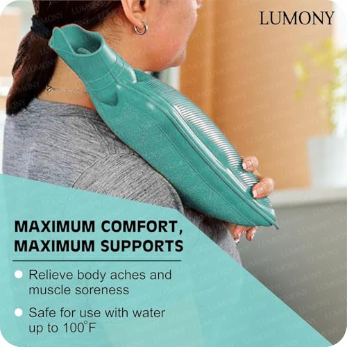 Image of LUMONY | Combo | Hot Water Bag (2 litre) Non Electric Rubber Bottle hot bag & Ice Bag for Pain Relief 9Inch Ice Pack Bag for Pain Relief Cold Water Bag for First Aid Sports Injury (Combo Ice bag & Rubber Bag)