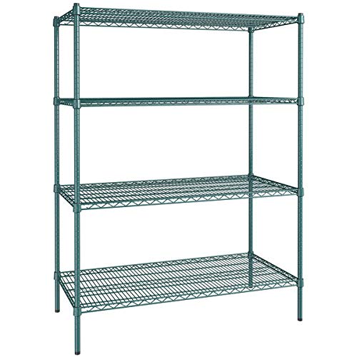 Zedfire 24" x 48" NSF Green Epoxy 4-Shelf Kit with 64" Posts, Heavy Duty Storage Shelving, Wire Shelving Kit, NSF Commercial Storage Rack Unit