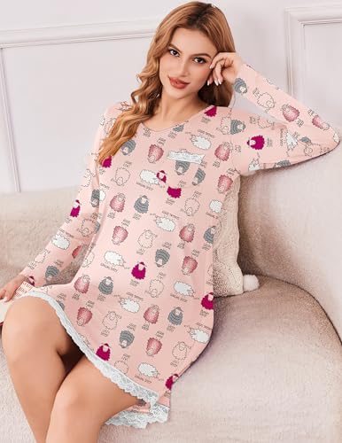 Ekouaer Womens Junior's Sleepshirt Tee Cotton Nightgown Nightshirt - image 2