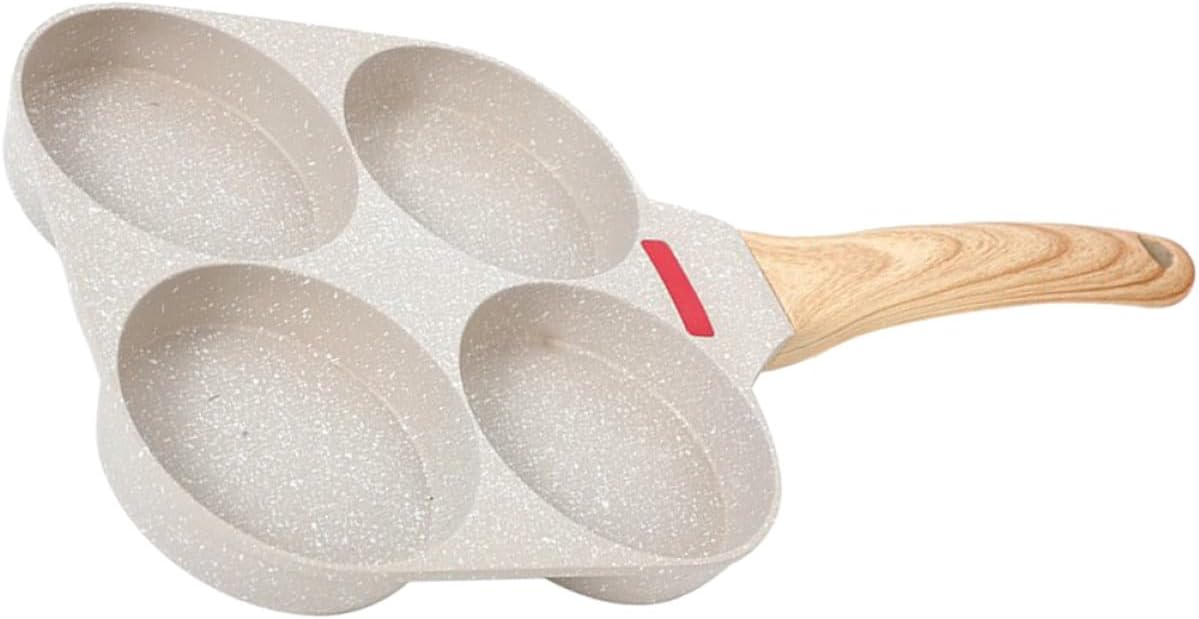 Nonstick 4-cup Egg Frying Pan Marble Coating Small Omelette Pan for Home Kitchen Breakfast on Gas and Induction Stoves