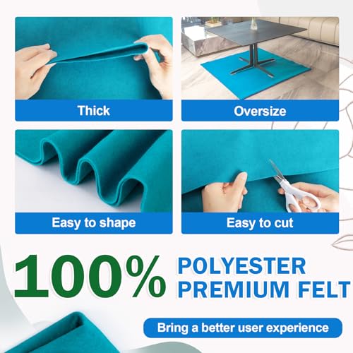 Image of XSEINO Peacock Blue Large Felt Fabric 36 inch X 36 inch(1 Square Yard), 1.4 mm Thick Soft Felt Fabric Sheet for Crafts, Blue Series Colors Soft Nonwoven Fabric, Fit for Decoration, Sewing, DIY Crafts