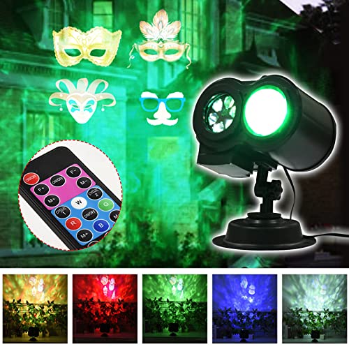 Luci del proiettore di Natale di Halloween, telecomando 2-in-1 Proiettore LED a fiocco di neve con onde oceaniche con 16 diapositive, esterno impermeabile per decorazioni da giardino per feste