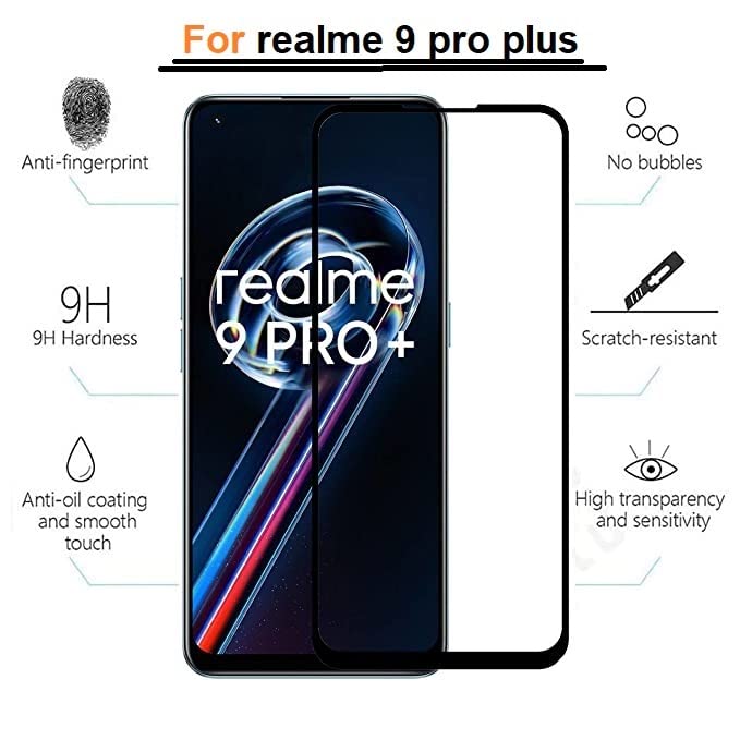 Image of Screen Protector for realme 9 Pro Plus / 9 PRo + 5G (Black) Tempered Glass Edge-to-Edge 6D Screen Guard With Installation Kit