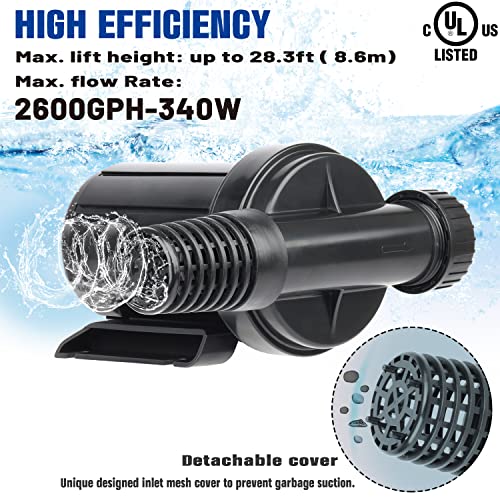 Image of OYO WATER 2600GPH Pond Pumps Submersible Outdoor Inline Pump Pond | High Head Water Pump for Garden Waterfall Fountain Water Circulation Pump for Koi Fish Pond