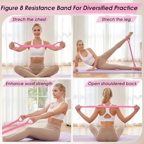 Image of Multifunction Pedal Resistance Band with Handle-Figure 8 Resistance Band Set, 3-Tube Adjustable Bands for ABS, Core, Waist, Arm, Leg, Sit Up Exercise Equipment, 3 Home Workout Chart for Women