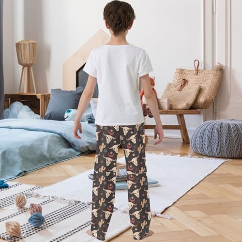 Boy's Pants Western Vintage Boho Texas Jogger Pants Elastic Waist Long Bottoms Trousers with Pockets 6-14 Years3
