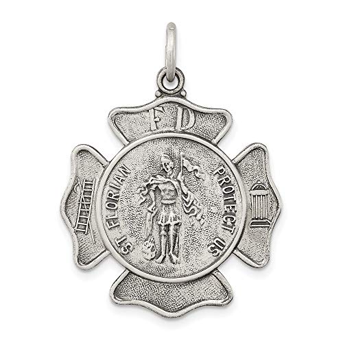925 Sterling Silver Saint Florian Badge Medal Pendant Charm Necklace Religious Patron St Fine Jewelry For Women Gifts For Her