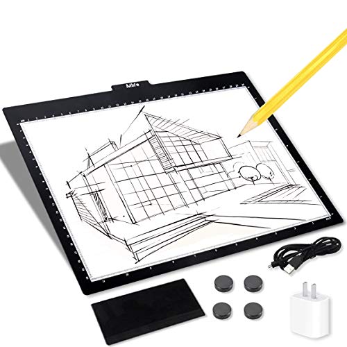 Mlife A4 LED Tracing Light Box - Professional Super Bright LED 10 Level Dimmable Brightness Tracer Pad with Physical Buttons for Drawing Sketching Animation X-ray Viewing Tattoo Diamond Painting