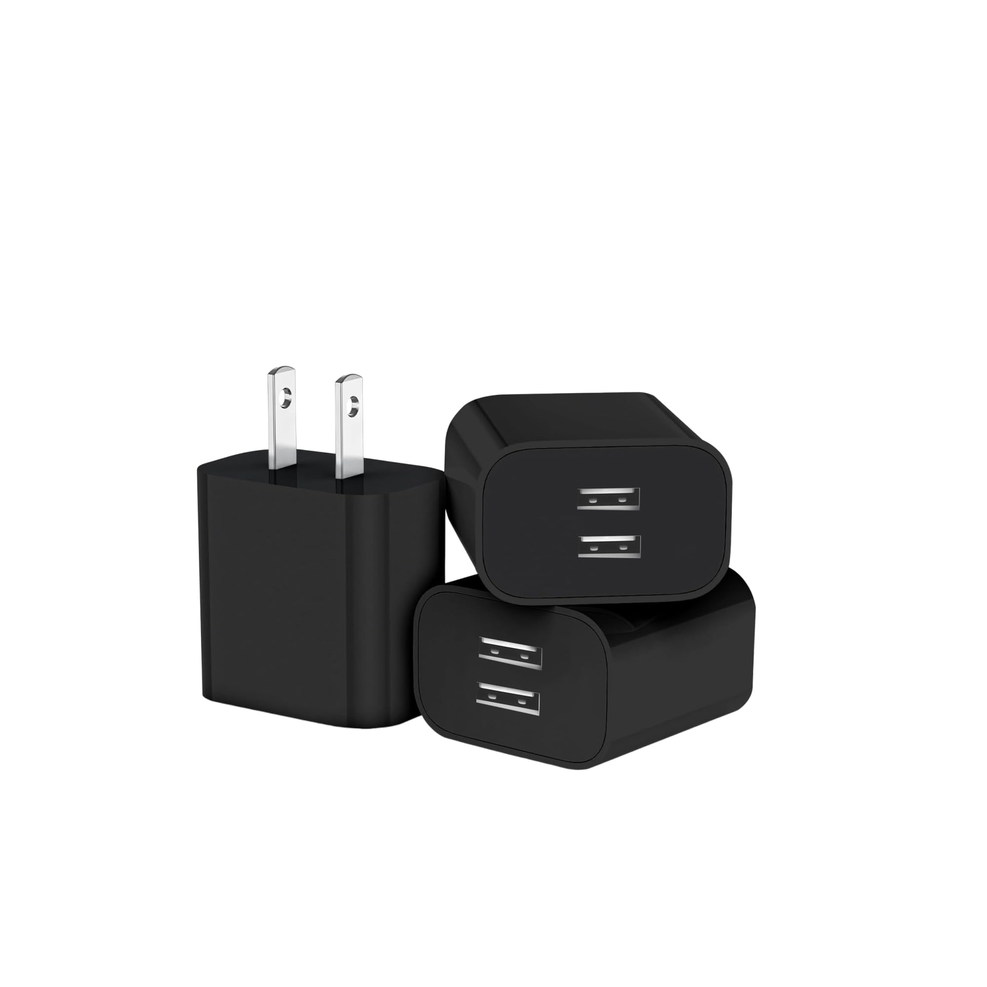 3 Pack USB Wall Charger, Dual Port Plug Adapter for Wall Outlet Charging Block, USB Power Adapter for iPhone 14/13/12/11 Pro/Pro Max, XS/XR/X, Galaxy,
