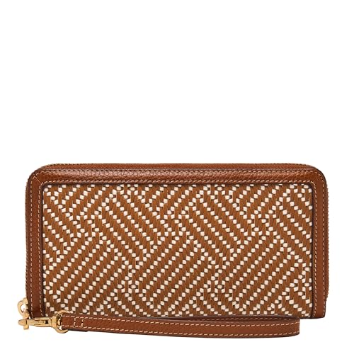 Image of Fossil Women's Logan Leather RFID-Blocking Zip Around Clutch Wallet with Wristlet Strap for Women