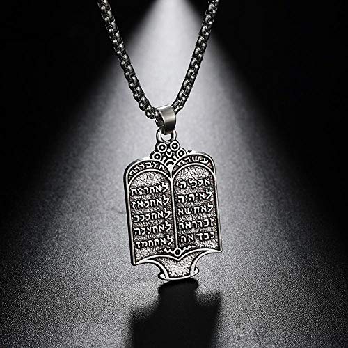 Vintage Plated Jewish Torah Scroll 10 Commandments Hebrew Silver Color Pendant Necklaces Charm Ethnic Jewelry Gift3