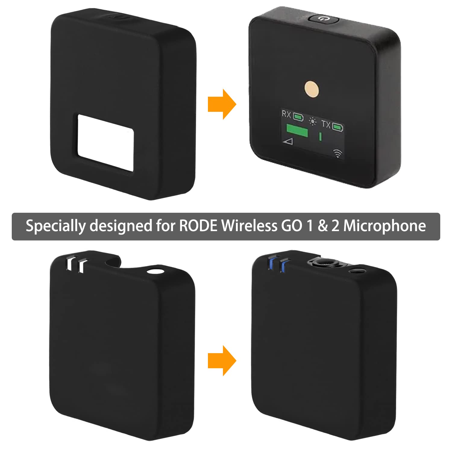 Frgyee Silicone Wireless Case Cover for RODE Wireless GO I II Silicone Protect Case for RODE Wireless GO 1 & 2 Wireless Microphone System (Black) - Image 2