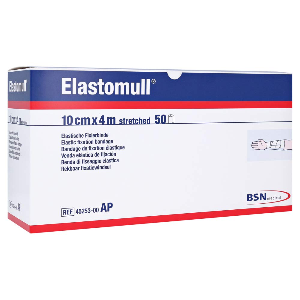 BSN Medical - Benda di fissaggio elastica Elastomull, 4 m x 10 cm, colore: Bianco