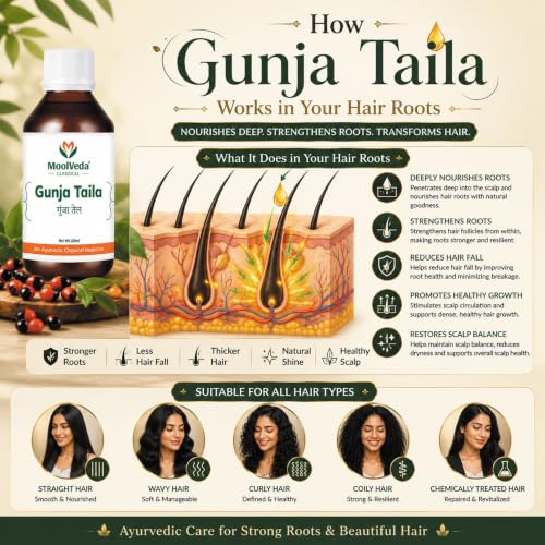 Image of Gunjadi Taila (Oil), Ayurvedic Hair Oil for Hair Nourishment and Scalp Care, 100 ml