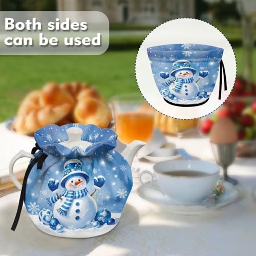 Image of Snowman Tea Cozy Insulated Rooster Print Kitchen Kettle Cover Farmhouse Tea Pot Dust Cover for Keeping Warm Teas Cosies Home Kitchen Christmas Decoration Gift for Friends