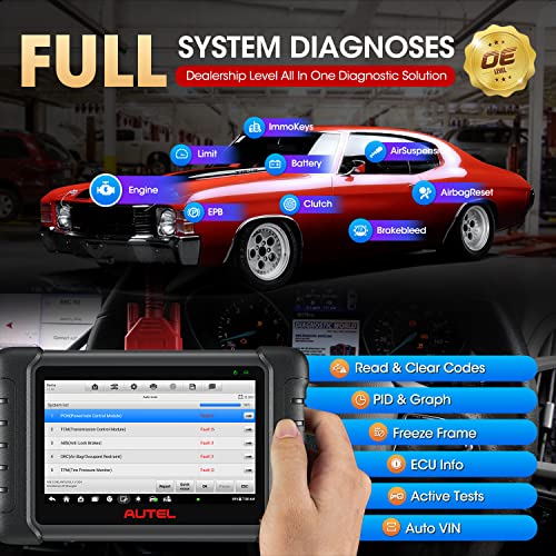 Autel Scanner Maxicheck Mx808S, Android 11, 2023 Same As Maxicom Mk808S/ Mk808Z, Updated Of Mk808 Mx808, Full Bidirectional Control Scan Tool, Active Tests, 28+ Services, Oe All Systems, Fca Autoauth #TOP6
