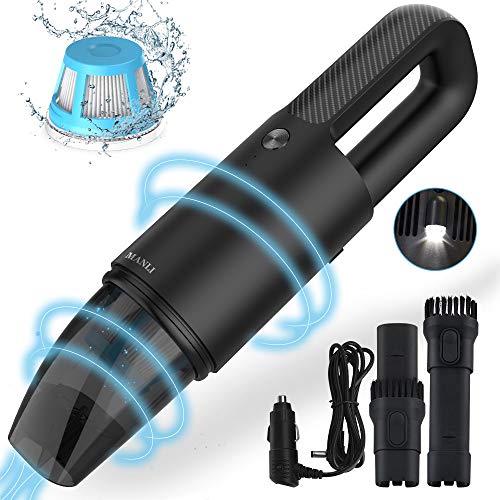 Handstaubsauger, MANLI kabellos staubsauger Autostaubsauger 5000Pa akkustaubsauger mit 2500mAh akku wiederaufladbarer beutellos staubsauger für Auto
