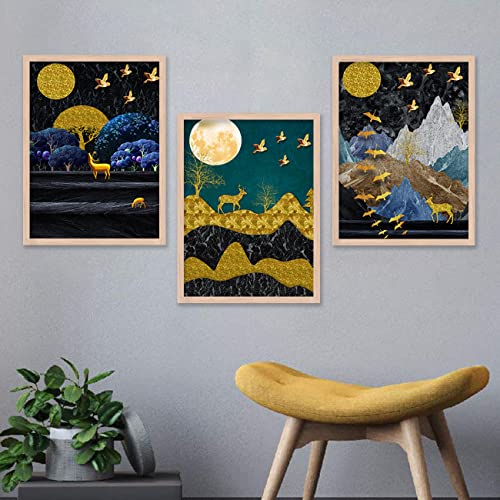 Image of kotart Modern Wall Art Framed Painting for Wall Decoration - Wall Paintings for Living Room, Bedroom - Big Size Wall Painting - Set of 3 - D (Art 9, 10x13 inch)