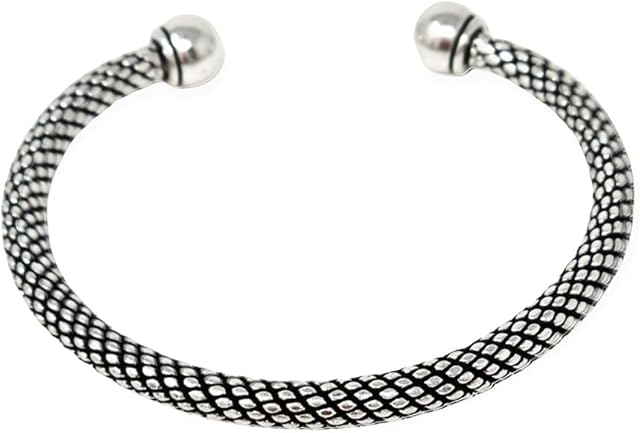 TreasureBay Mens Heavy 925 Sterling Silver Bangle Bracelet, Torque Silver bangle for Men
